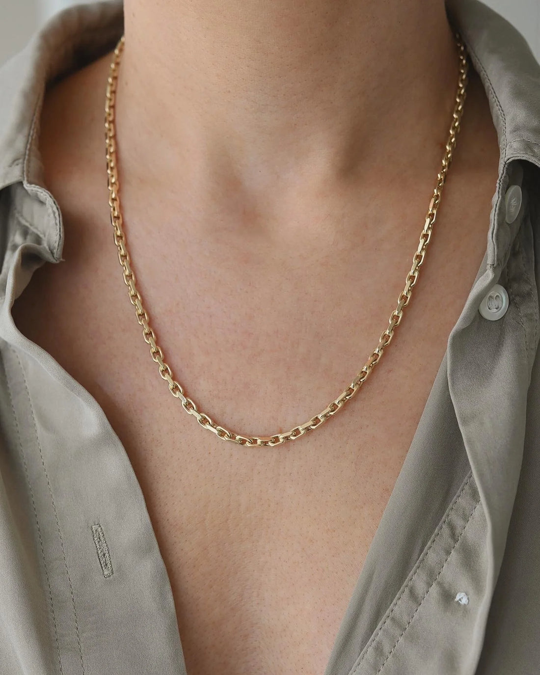 Sublime Long Heavy Danish Vintage Anchor Link Chain 14K Gold