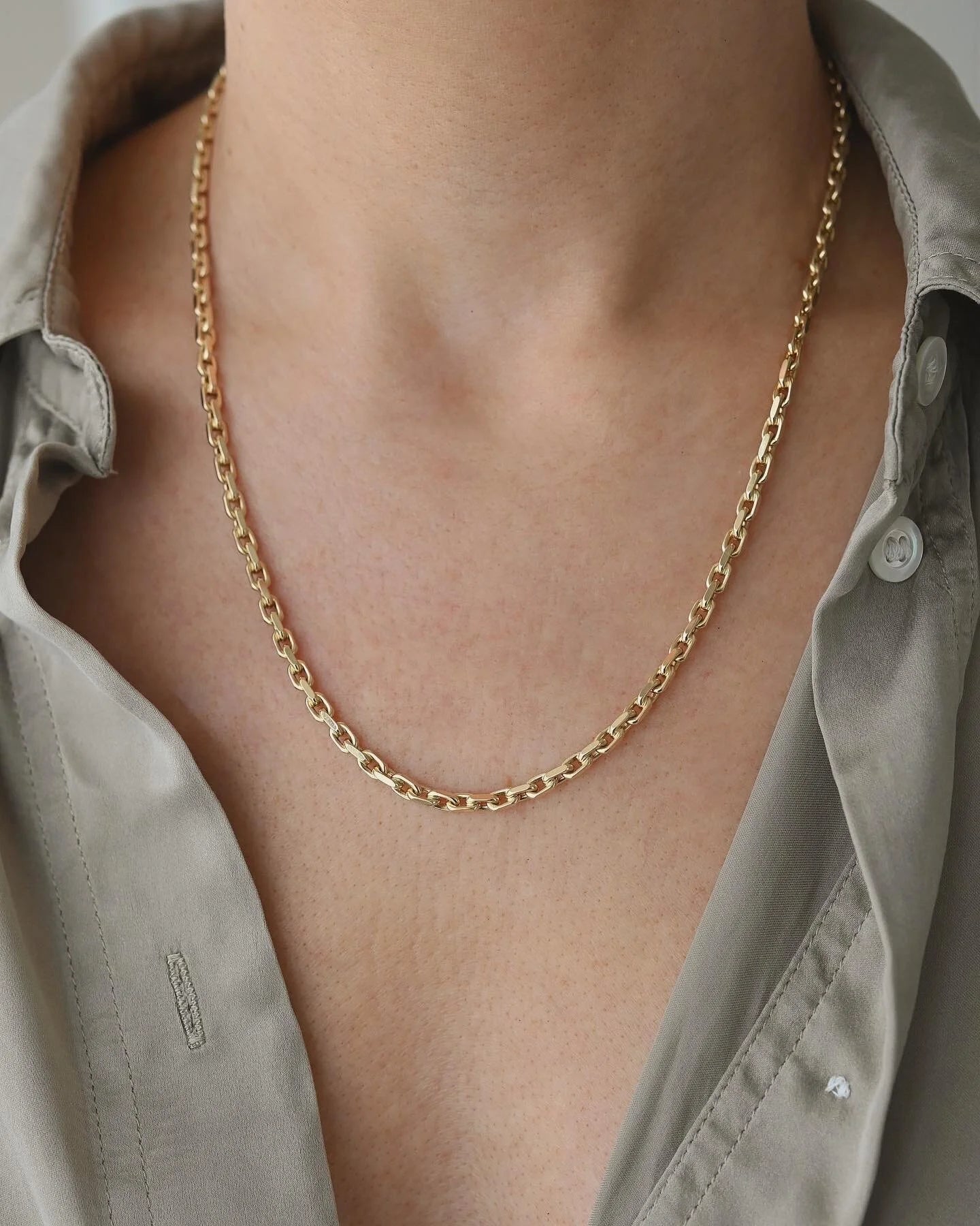 Sublime Long Heavy Danish Vintage Anchor Link Chain 14K Gold