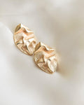 Big Danish Mid Century Organic Shaped Earrings 14K Gold 1970s