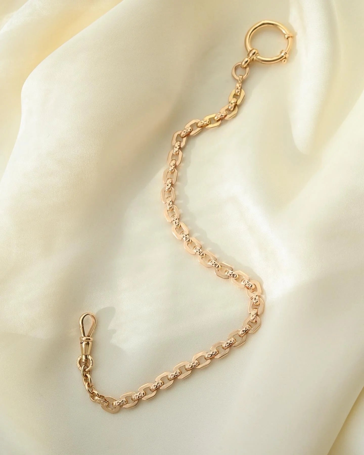 Amazing Rare 10.4 Inches Rose Gold Watch Chain 18K Gold