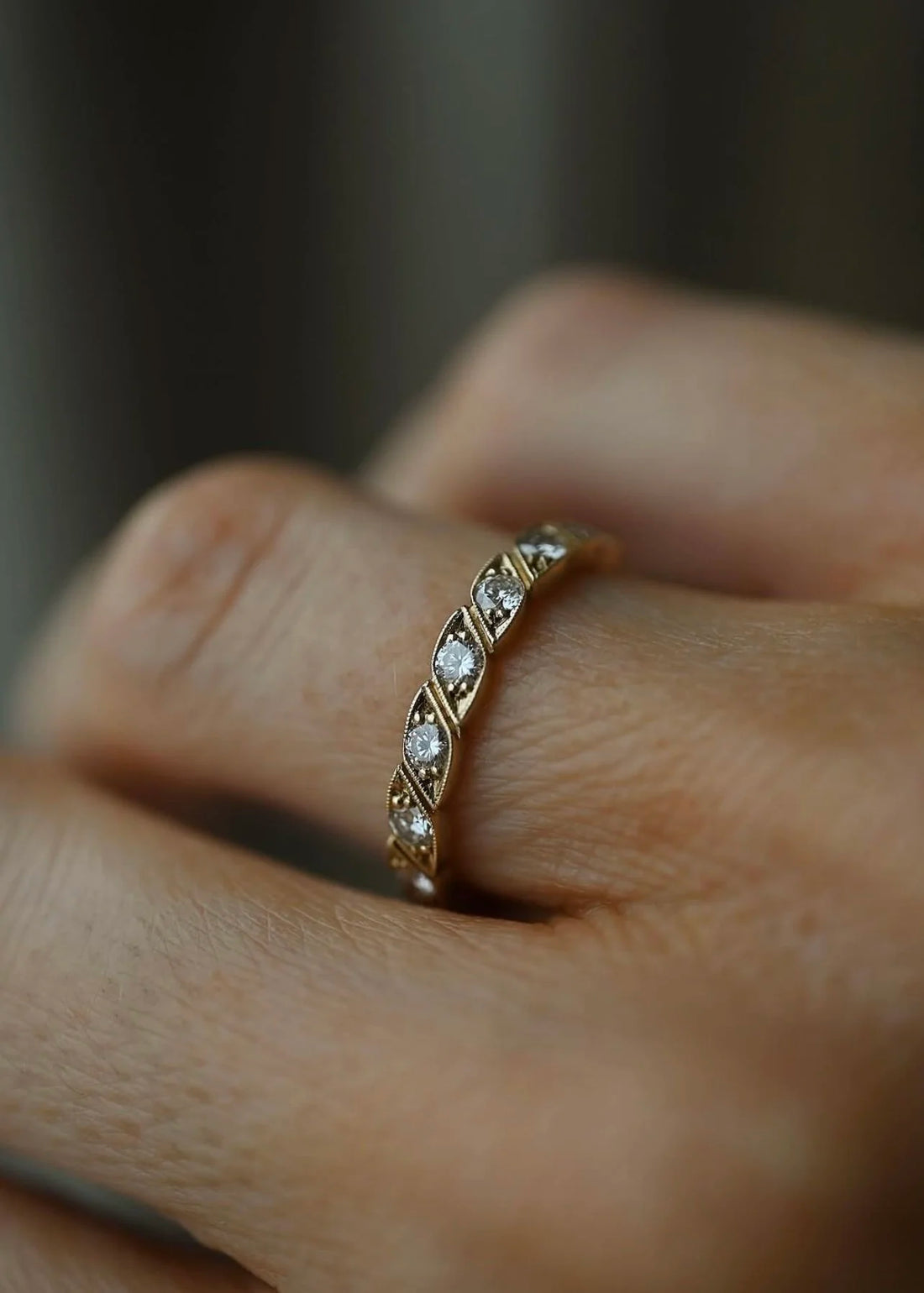 Extraordinary Darling Eternity Diamond Ring 14K Gold 1960s