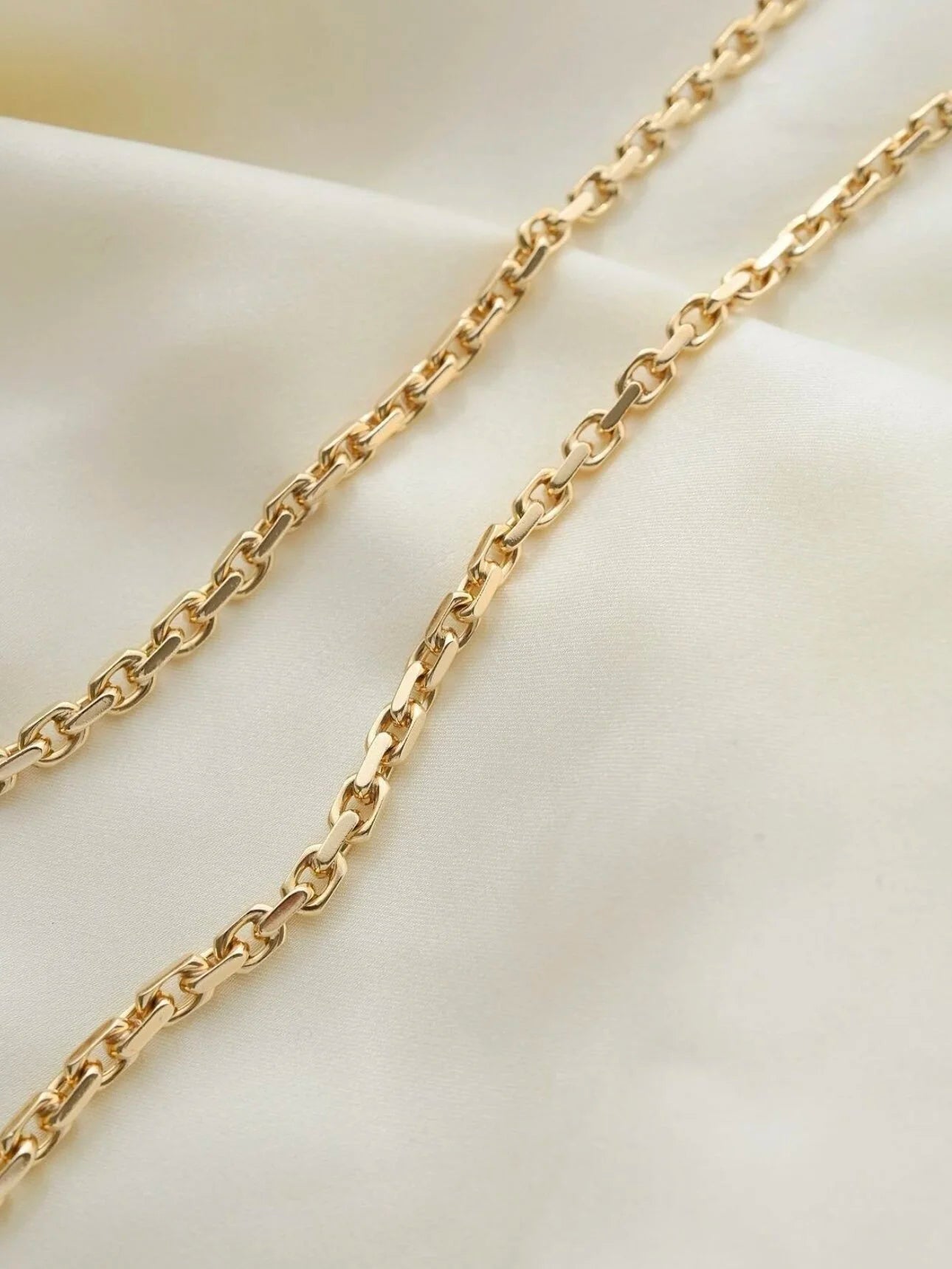 Head Turned Anchor Link Necklace Danish Vintage 14K Gold 1970