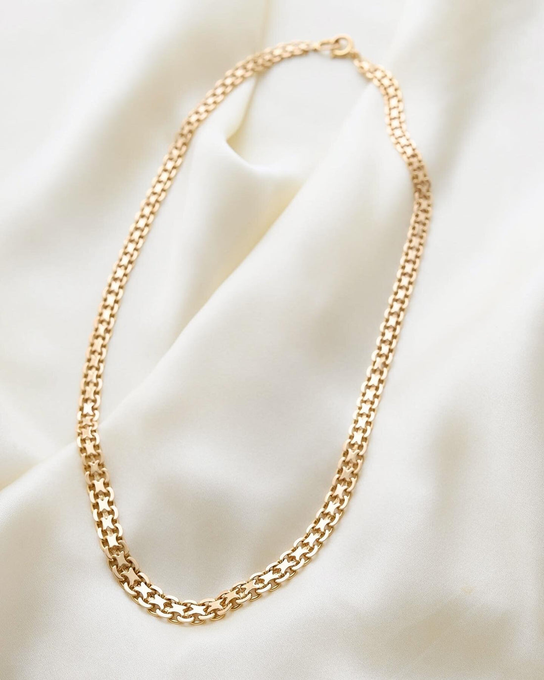 Swedish Vintage Star X Link Necklace 18K Gold 1953
