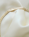 Stunning Rare Longer Brick Link Necklace 14K Gold 1960s
