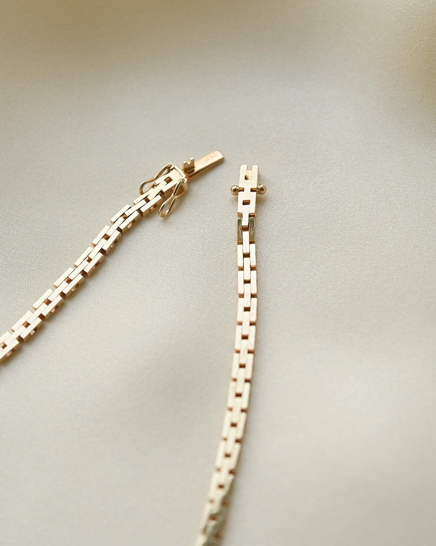 Vintage Baby Brick Link Necklace 17 Inches 14K Gold
