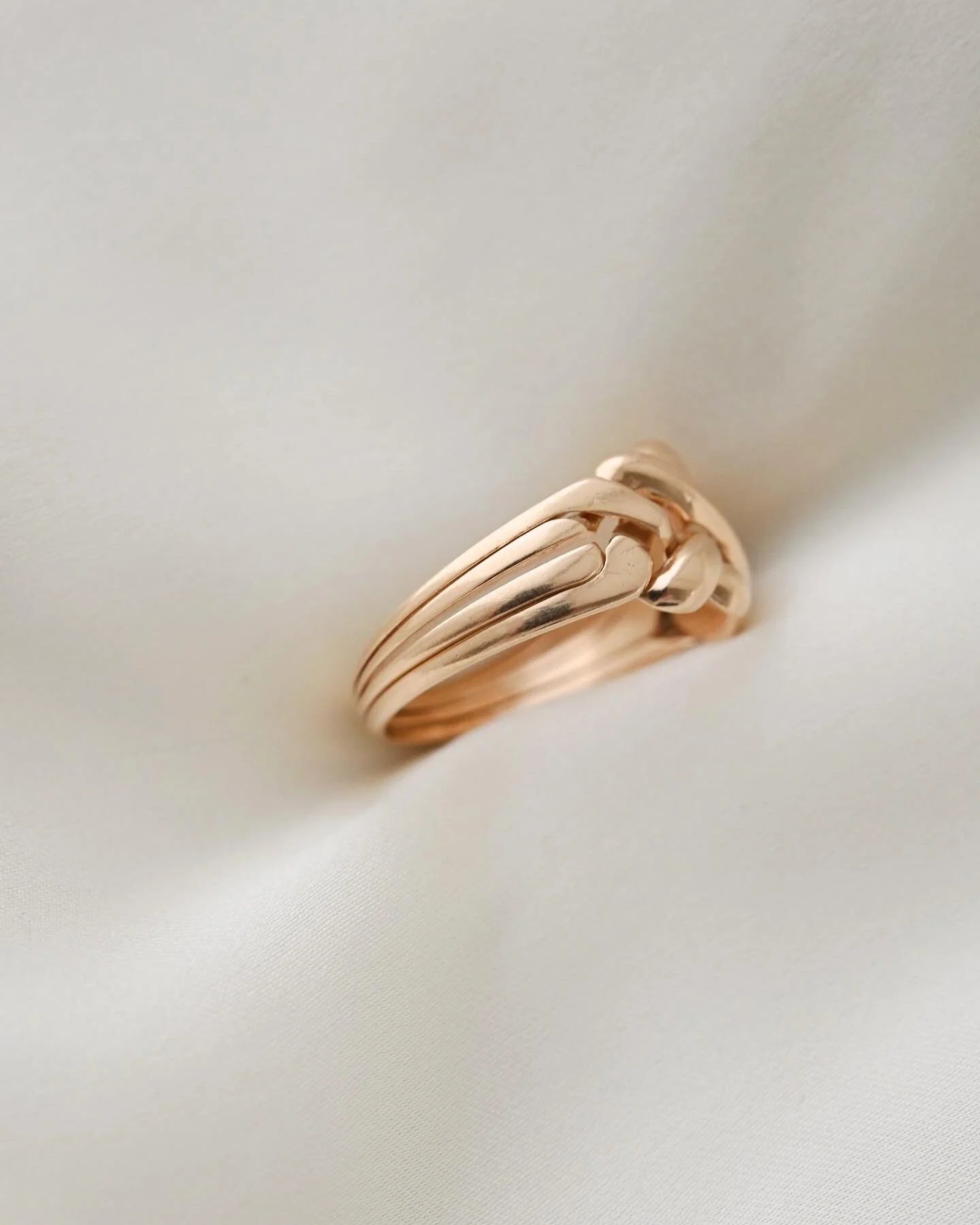 Rare Vintage Puzzle Ring Size 8 US 18K Rose Gold