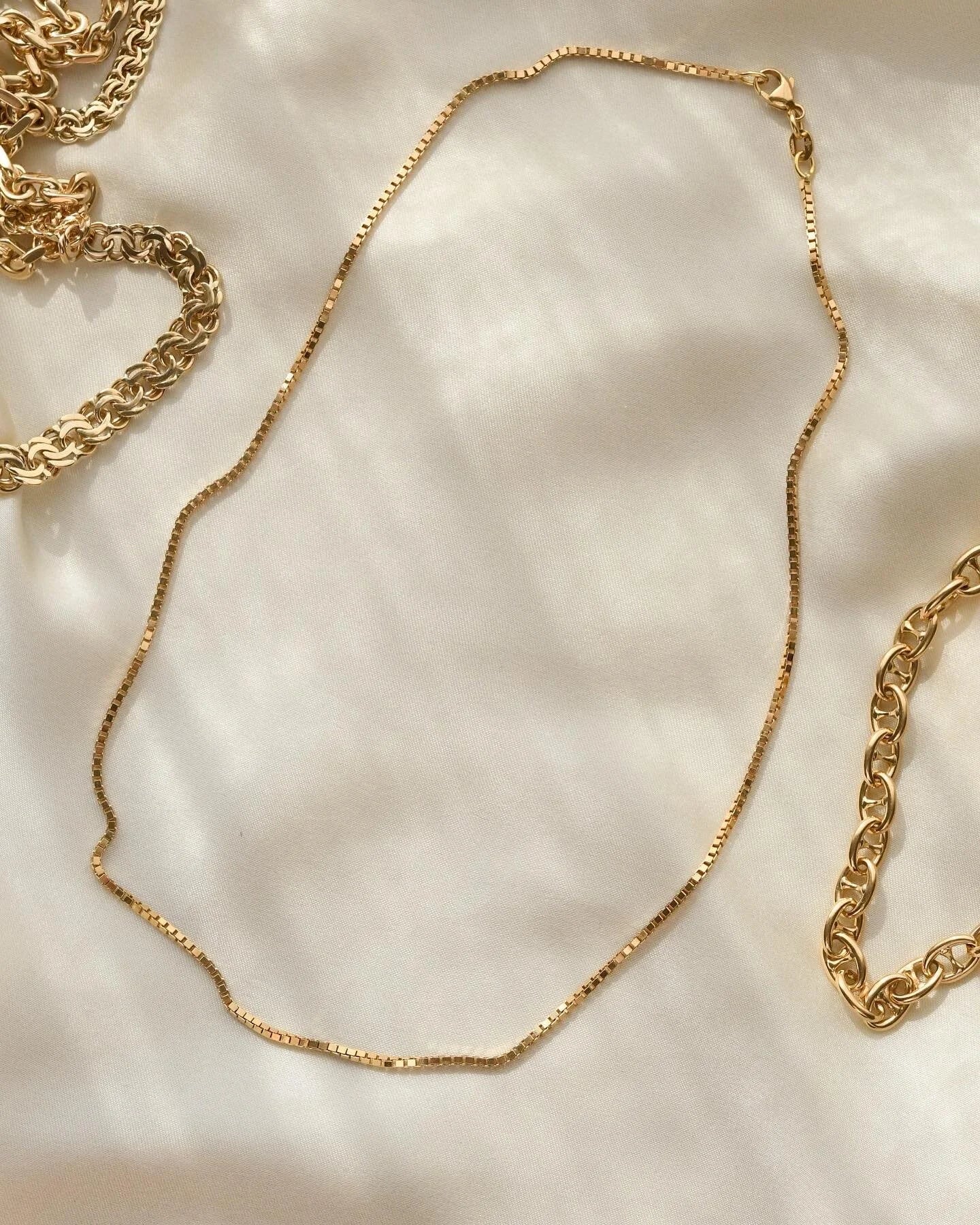 Classic Italian Rose Gold Box Link Chain 18K Gold