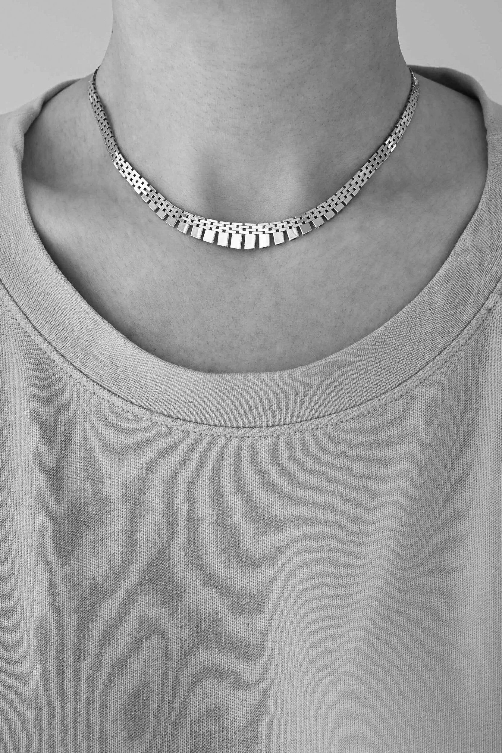 Beautiful Danish Brick Link Necklace by John Viggo Andersen 14K Gold 1960s