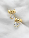 The BEST and CUTEST Swedish Vintage Hearts and Bow Studs 18K Gold x White Spinel