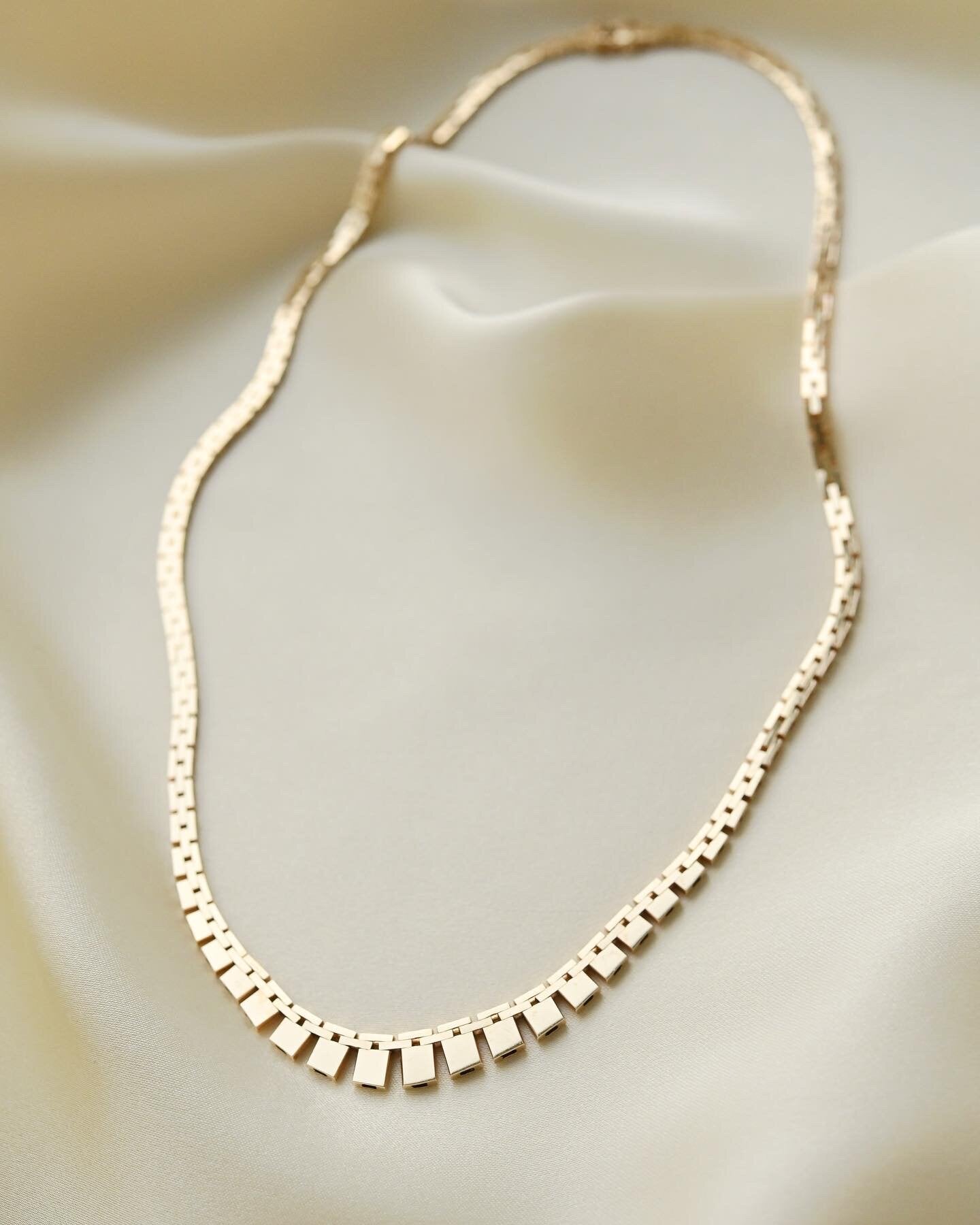 Vintage Baby Brick Link Necklace 17 Inches 14K Gold