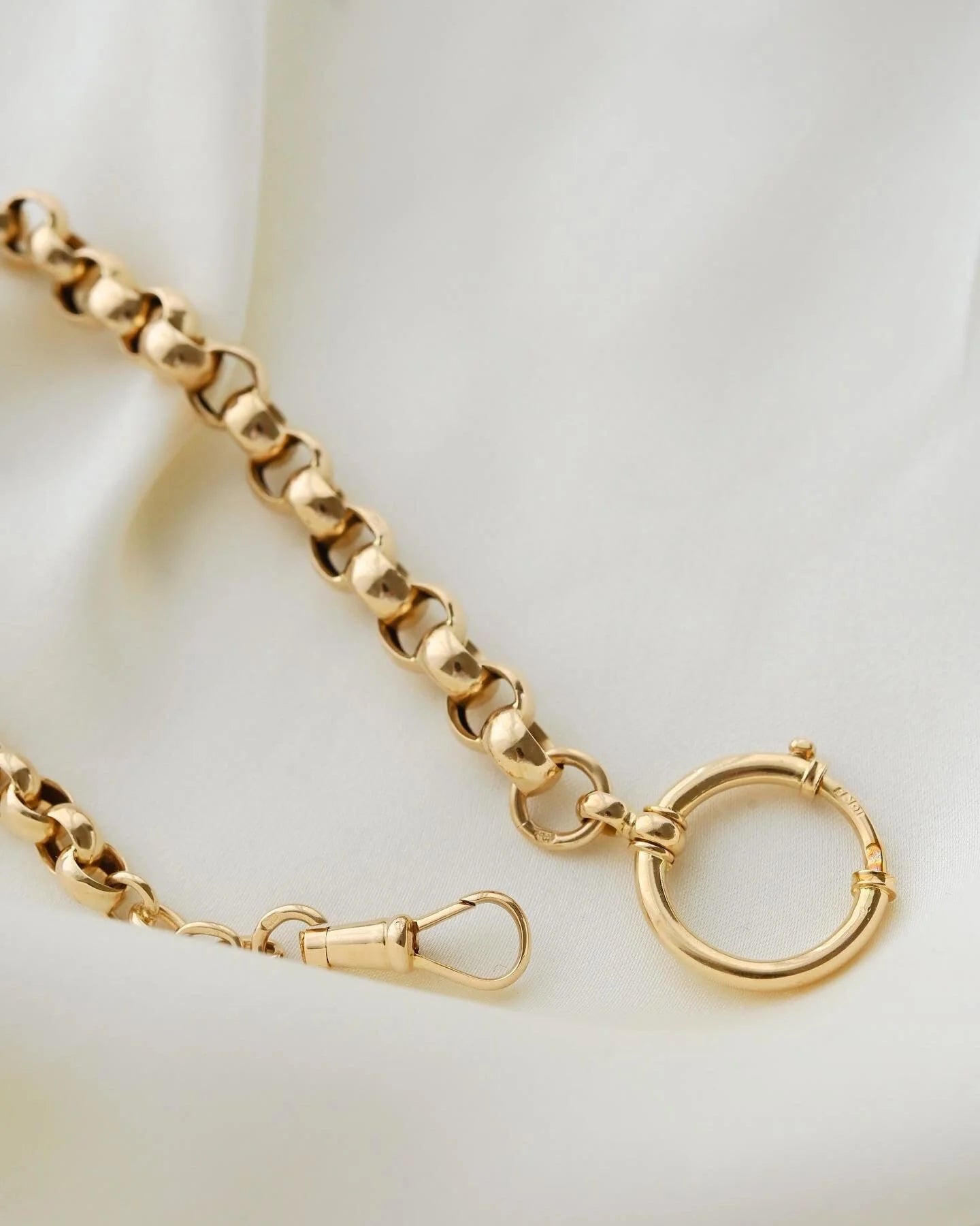 Amazing Antique Jumbo Belcher Link Watch Chain 18K Gold 1910s