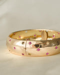 Beautiful  Vintage Ruby Star Bangle 14K Gold 1970s