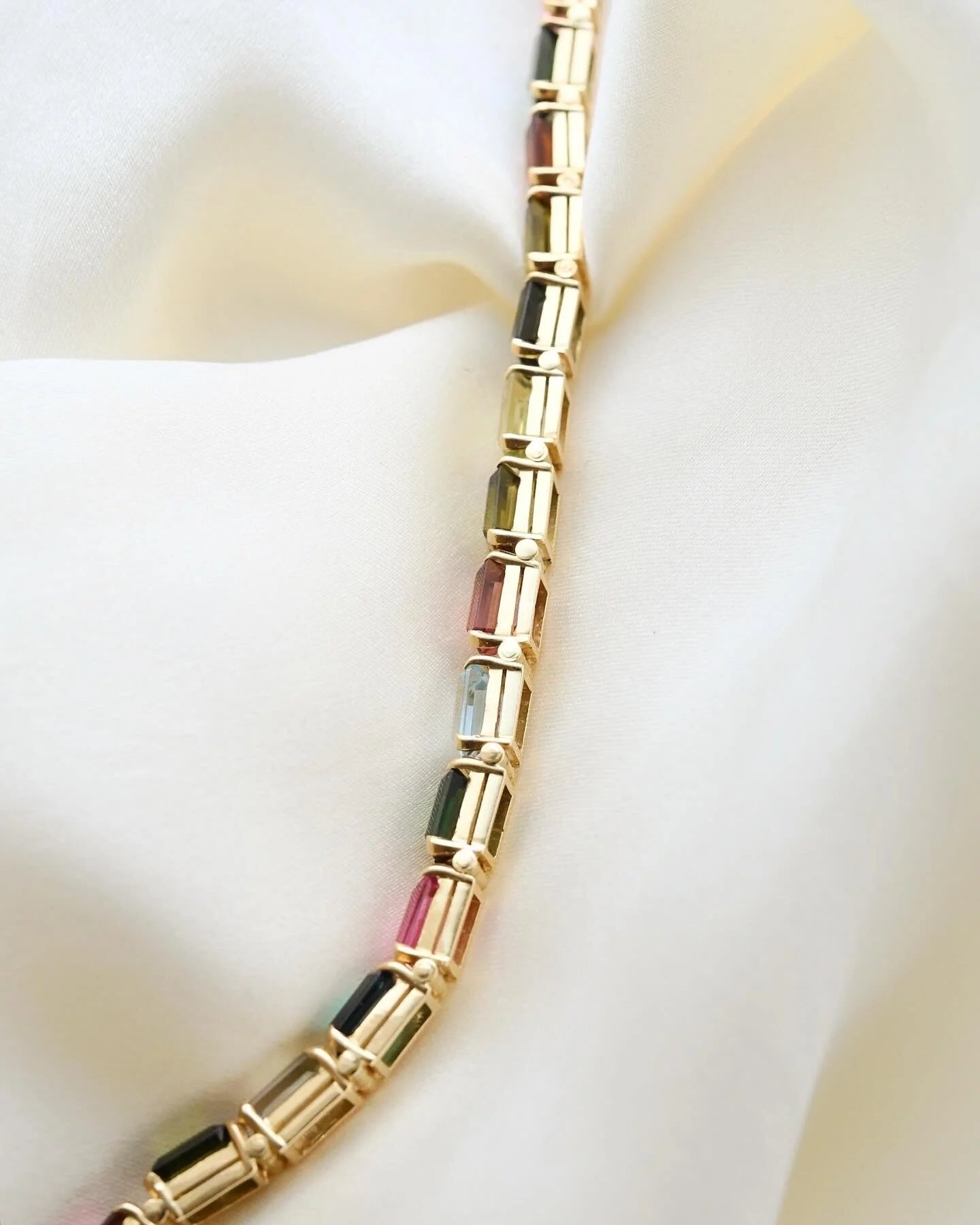 The Will Get Complimented Forever Aquamarine & Multicolored Tourmaline Bracelet 18K Gold