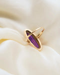 Gorg Swedish Vintage Amethyst Navette Ring 18K Gold 1940s