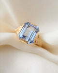 Big Ocean Blue Topaz Ring 18K Gold 1956