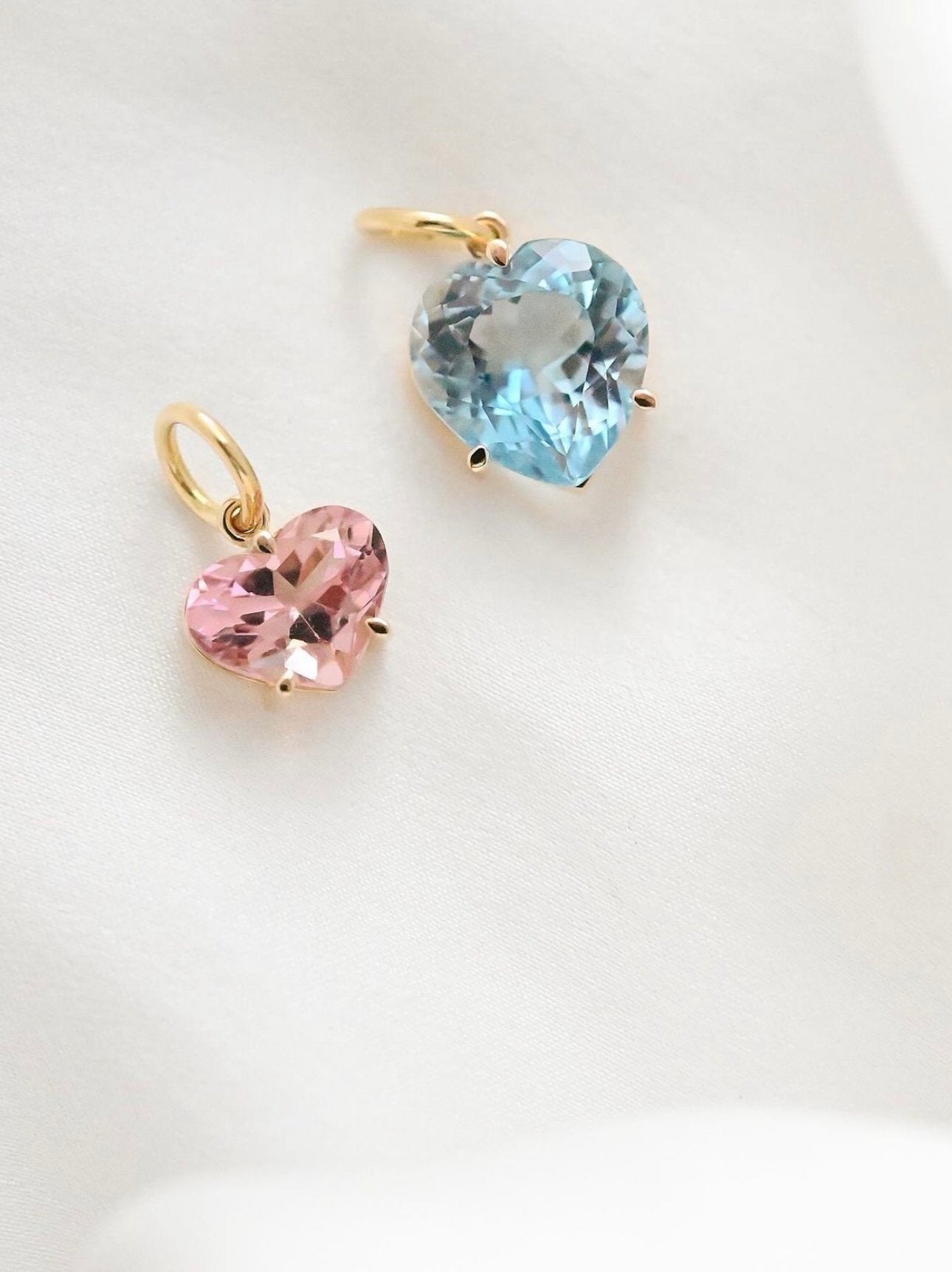 OMJ FINE JEWELRY The Cotton Candy Charms Heart Edition Natural Untreated Topaz and Tourmaline  18K Gold