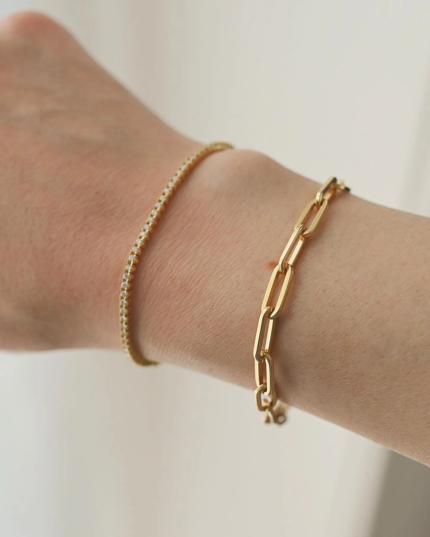 Perfect Italian Vintage Paper Clip Bracelet 18K Gold