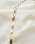 Unique Longer Brick Link Necklace 14K Gold 1960s