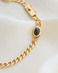 Amazing Star Sapphire Cabochon Vintage Curb Bracelet 18K Gold