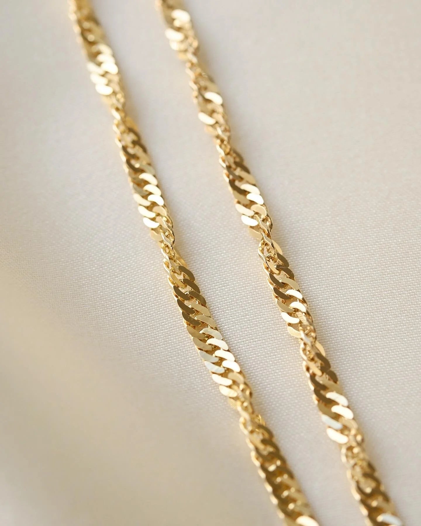 Twisted Vintage Curb Link Chain 14K Gold