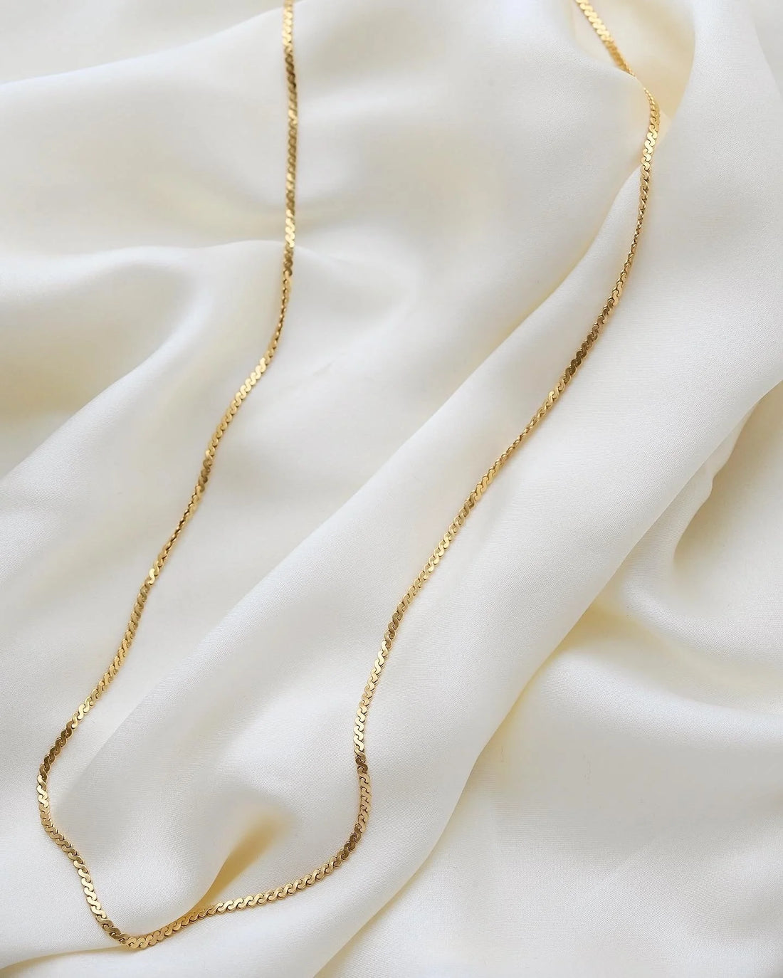 Gorgeous Looong Waves Link Necklace 18K Gold