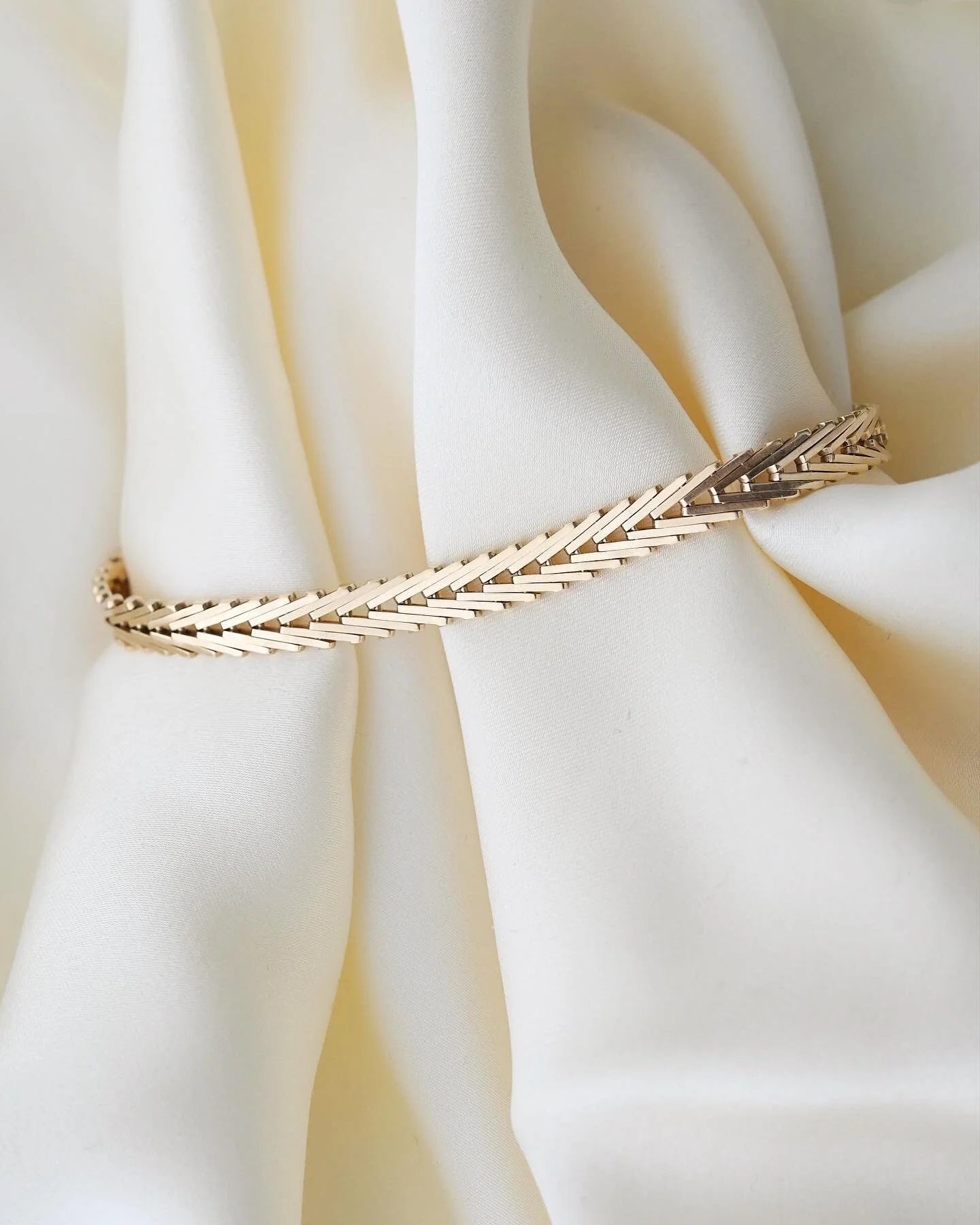 Amazing Danish Vintage Link Bracelet by Ove Fogh Pedersen 14K Gold 1966