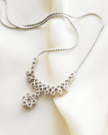 Carrie Bradshaw-esque Vintage Diamond Cluster Necklace 18K White Gold
