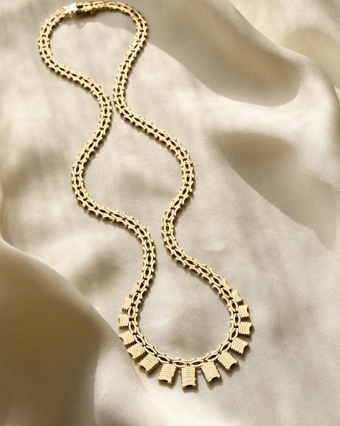 Vintage Fancy Link Chain 14K Gold 1960s