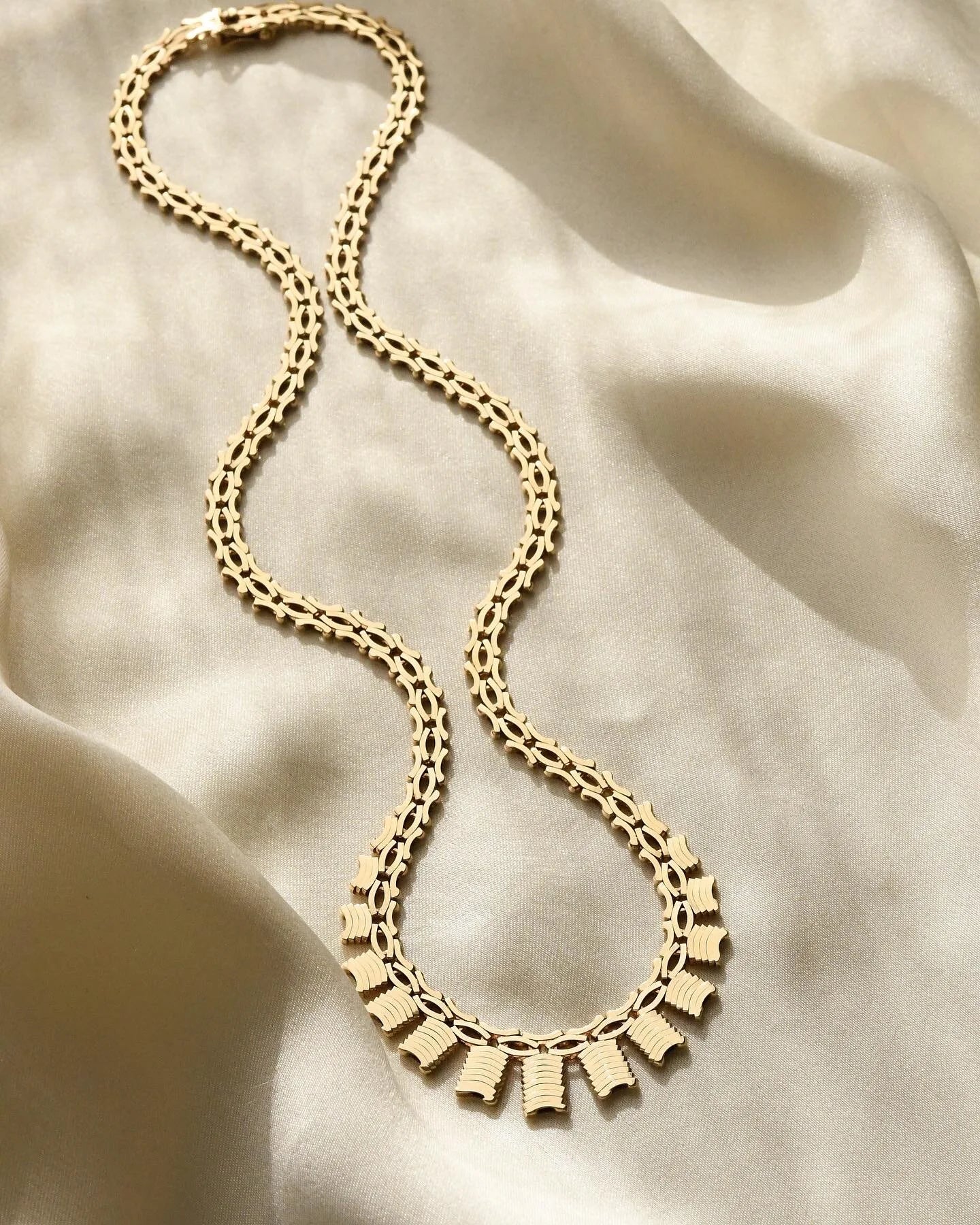 Vintage Fancy Link Chain 14K Gold 1960s