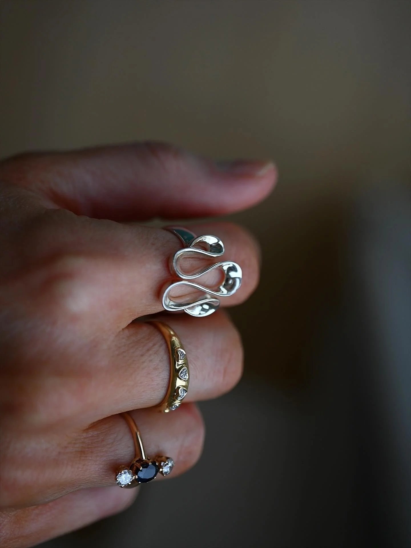 Handmade Striking Modenist Ring Sterling Silver 1960s