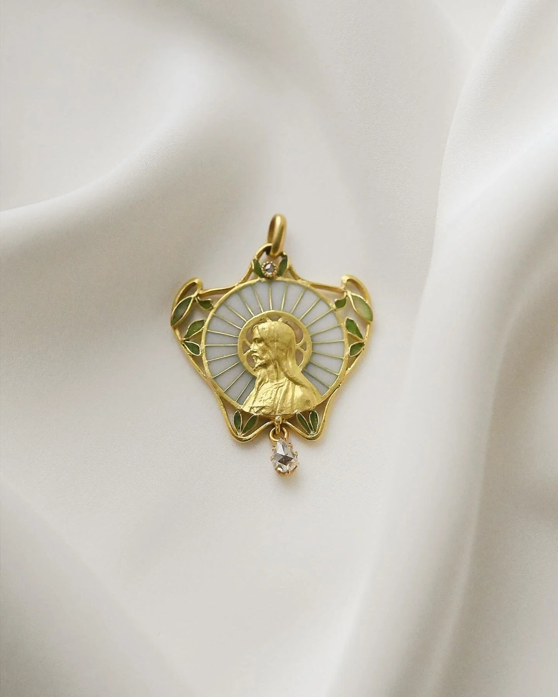 Out Of This World Amazing Pliqué A Jour Enamel Pendant 18K Gold 1910s