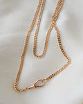 Amazing 32 Inches Looooong Italian Dog Clip Curb Link Necklace 18K Gold
