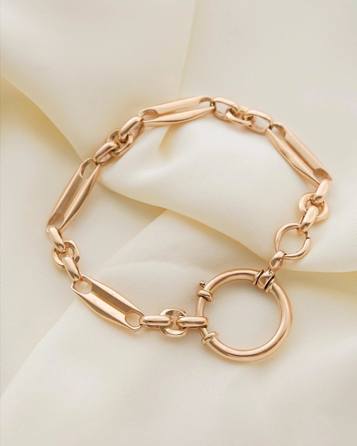 Glowing Perfect Antique Watch Chain Bracelet 14K Rose Gold 1920s