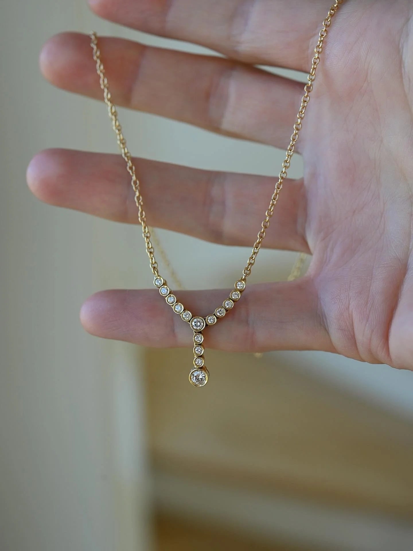 The Perfect 18K Solid Gold Diamond Drop Necklace