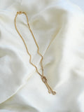 Vintage Dangle Knot Detail Necklace 18K Gold x Natural Crystal Quartz