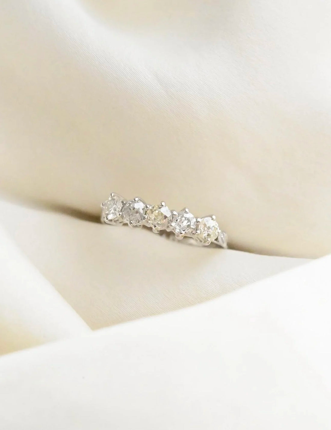 Stunning Antique Five Stone Diamond Ring Old Cut Diamonds England 1920