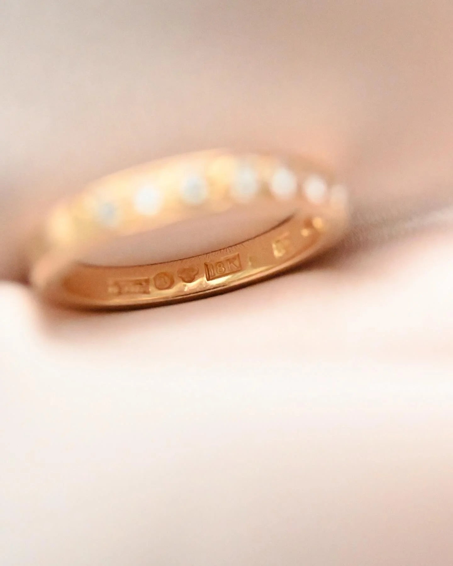 Big Substantial Old Diamond Wedding Band 18K Gold Sweden