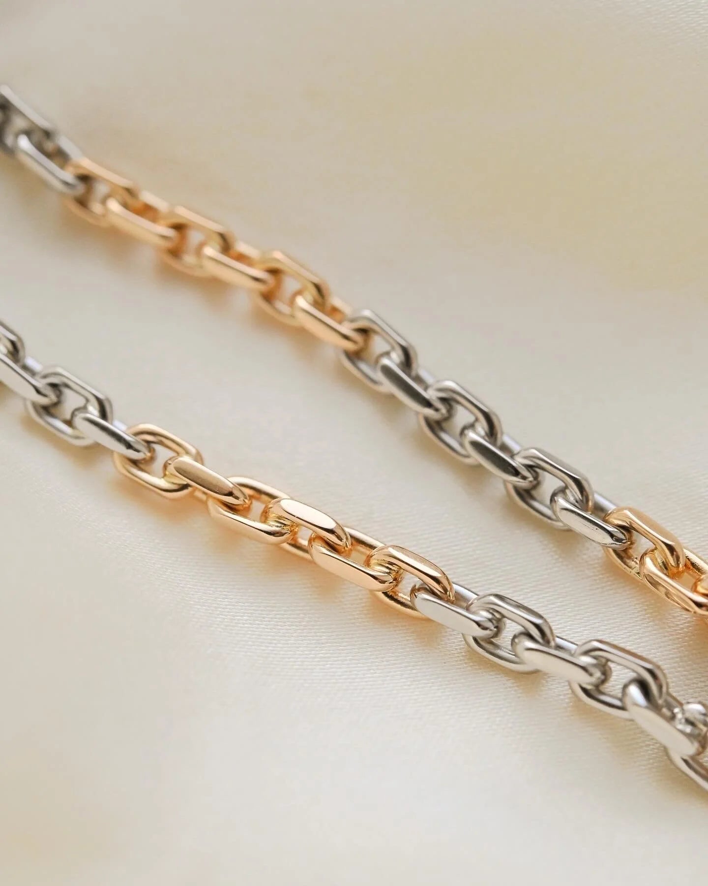 Perfect Two Tone 18K Gold Biker Link Bracelet Swedish Vintage