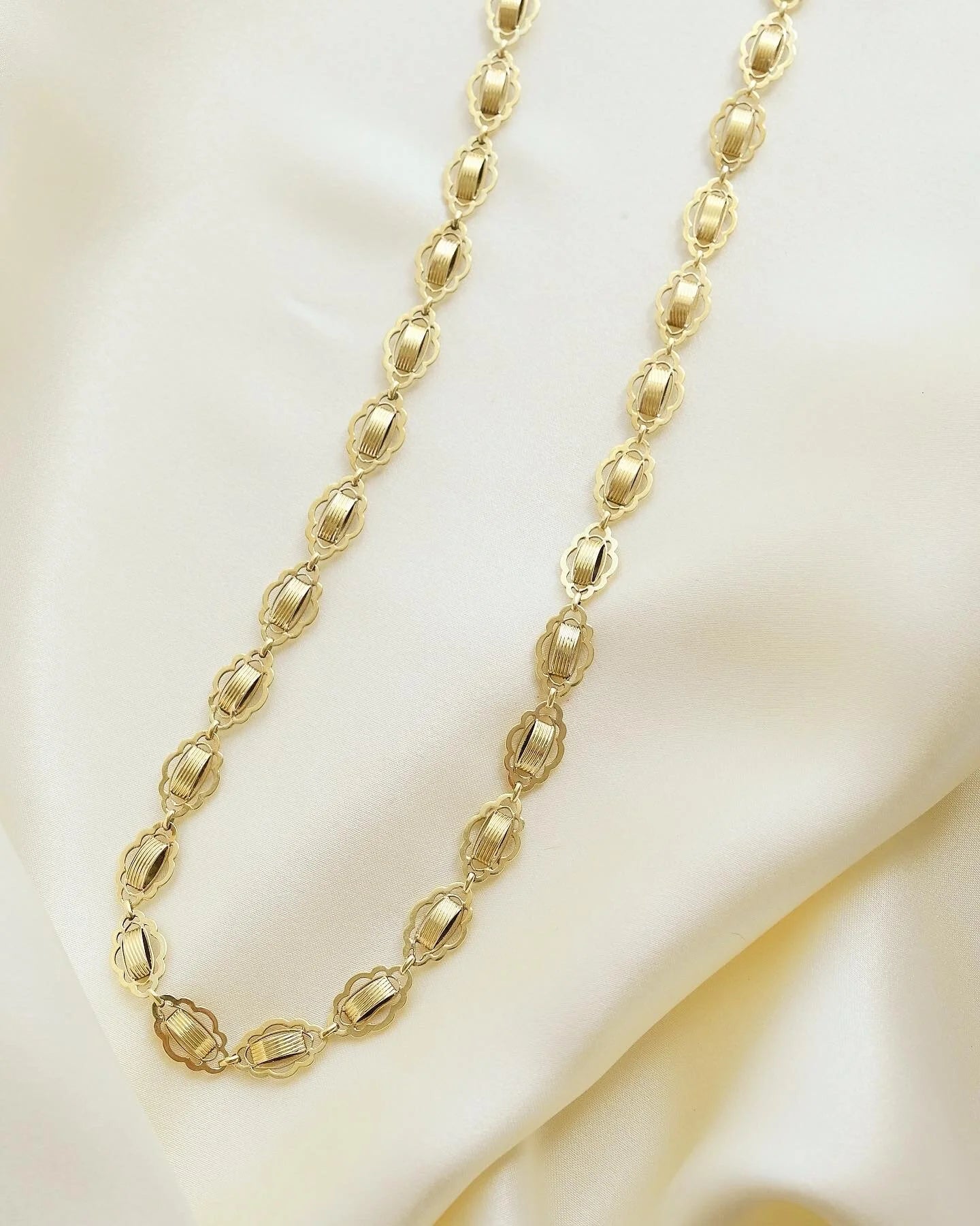 Super Cute Fancy Link Antique Necklace 14K Gold 1940