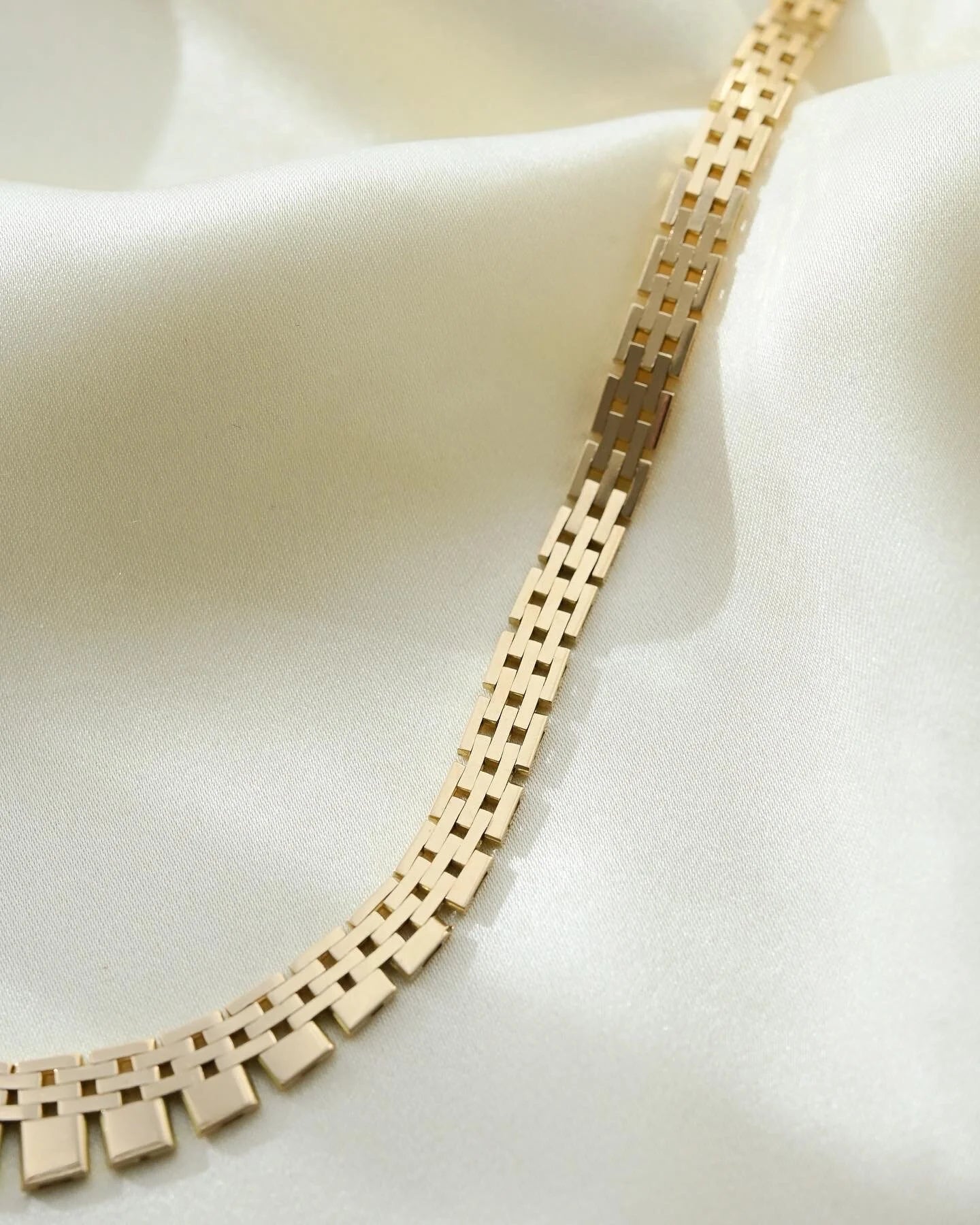 Stunning Brick Link Necklace 14K Gold 1960