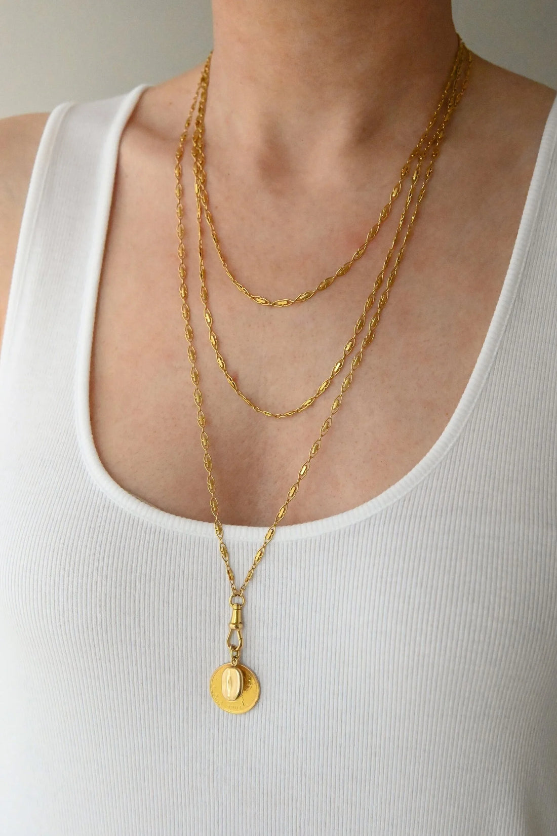 Extraordinary Rare 67.7 Inches Long Guard Chain Antique 18K Gold