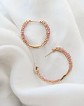In a League Of their Own Pink Sapphire x Diamond Hoops 18K Rose Gold Estate