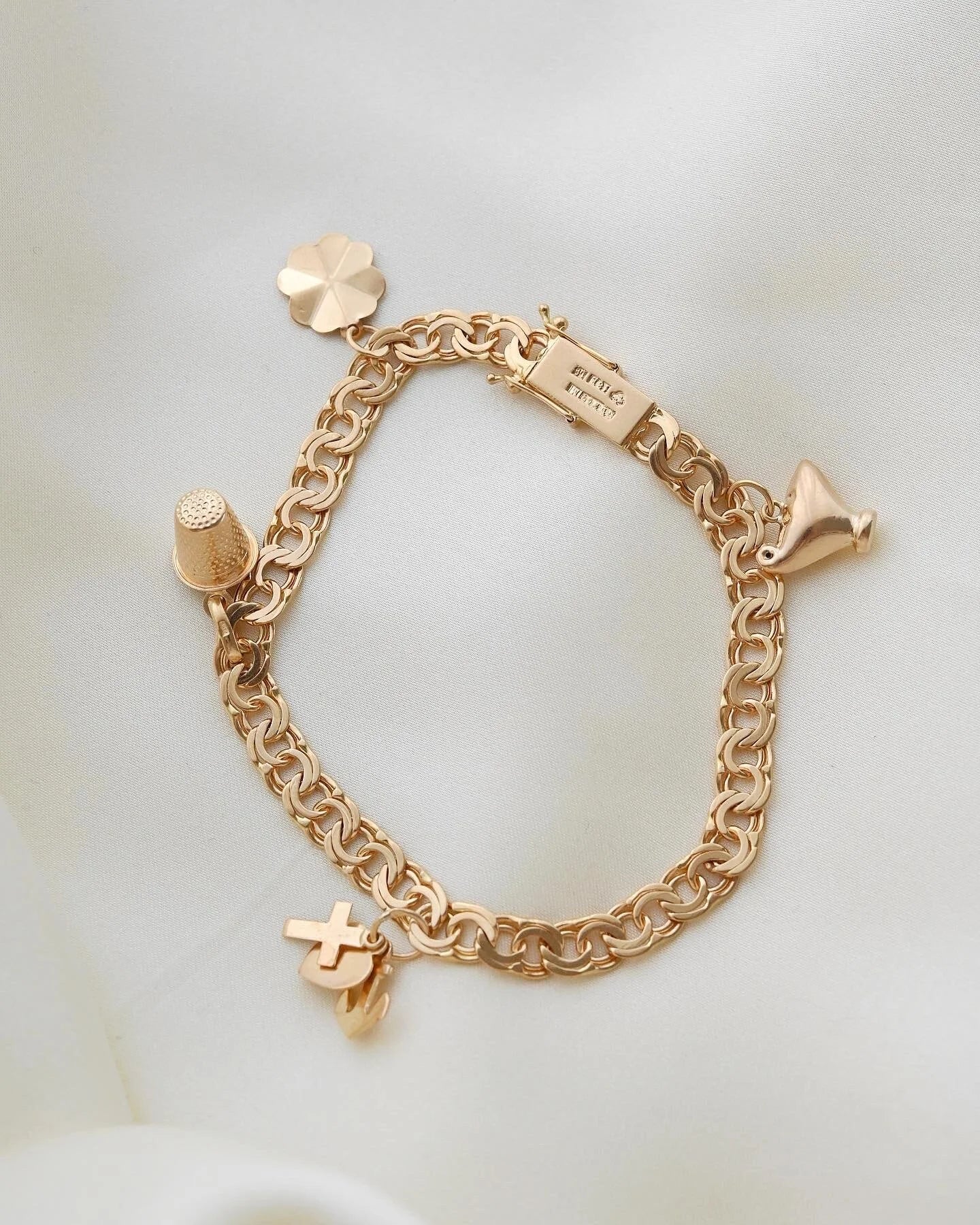 Unique Good Luck and Protection Charm Bracelet 18K Gold 1961