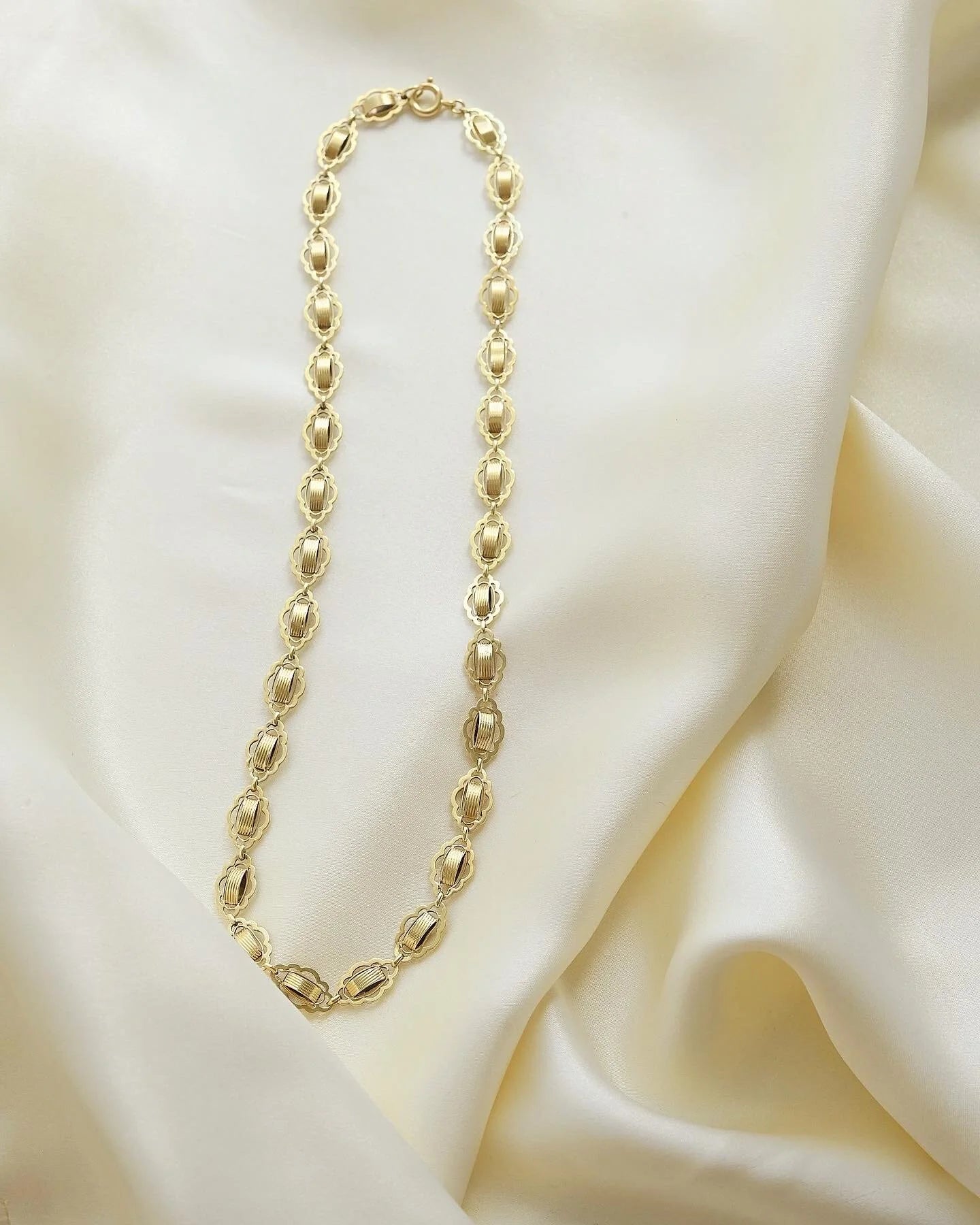 Super Cute Fancy Link Antique Necklace 14K Gold 1940