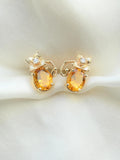 Golden Beams Of Sunlight Vintage Earrings Heliodor x Diamond 12K Gold