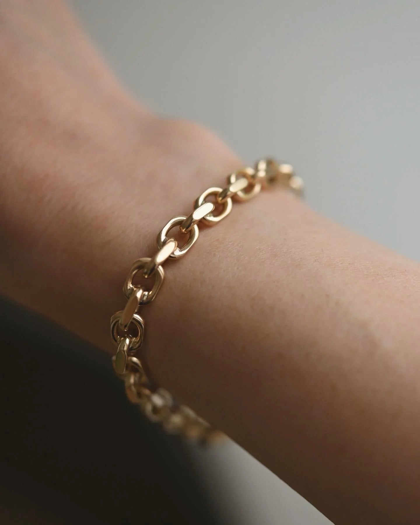 Super Chunky Danish Vintage Biker Link Bracelet 14K Gold Mid 1900s