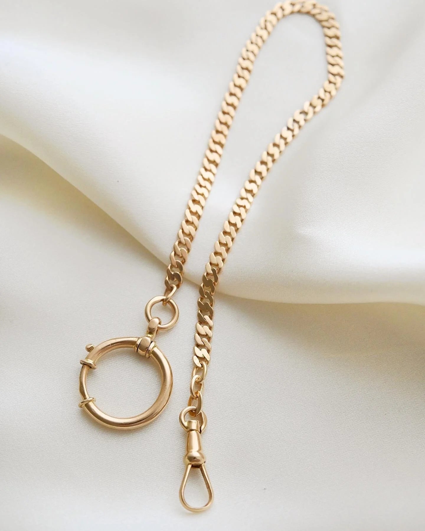 Antique Watch Chain Curb Link 18K Solid Gold