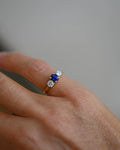 Perfect Vintage Threestone Sapphire x Diamond Ring 18K Gold