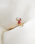Antique French Lily Ring Ruby x Diamond Ring 14K Gold Beg 1900s