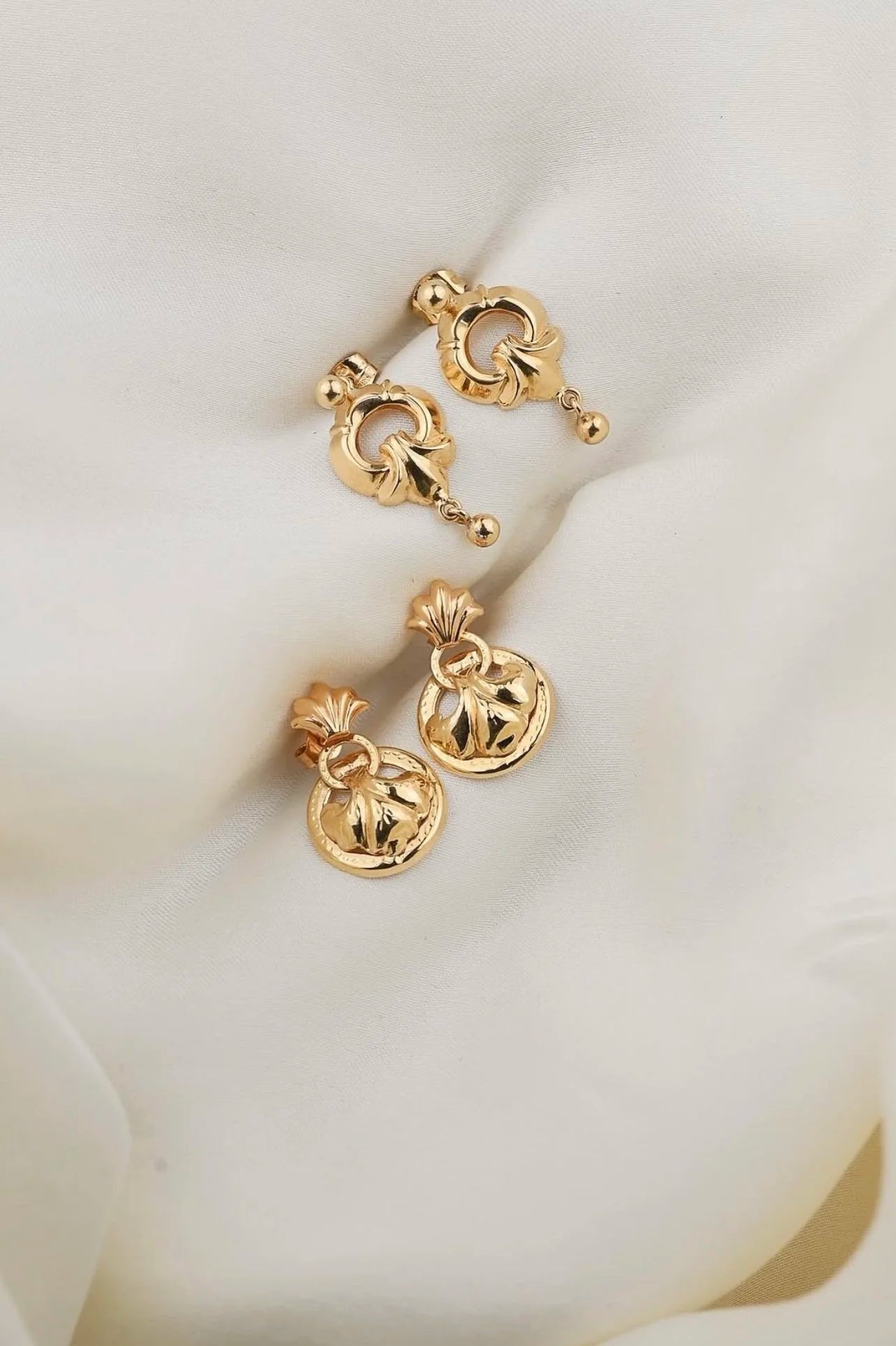Two-in-One Elegant Vintage Earrings 18K Gold Sweden 1950s